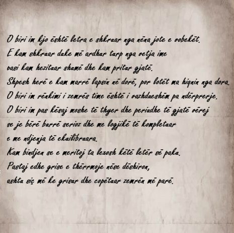 Letra e nënës dërguar djalit të saj mosmirënjohës